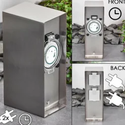 Abilene Prises électriques d'extérieur Acier inoxydable, Gris