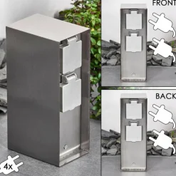 Abilene Prises électriques d'extérieur Acier inoxydable, Gris