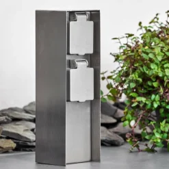 Abilene Prises électriques d'extérieur Acier inoxydable, Gris