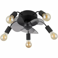 Alisha Ventilateur de plafond lumineux Luminaires Globo Lighting Noir, 5 lumières, Télécommandes