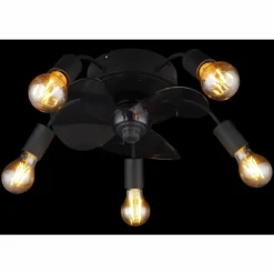 Alisha Ventilateur de plafond lumineux Luminaires Globo Lighting Noir, 5 lumières, Télécommandes