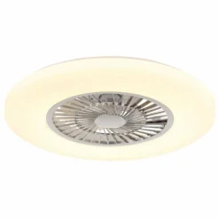 Alva Ventilateur de plafond lumineux Luminaires Globo Lighting LED Blanc, 1 lumière, Télécommandes, Changeur de couleurs
