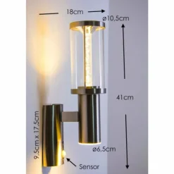 Applique extérieure Popoyan LED Acier inoxydable, 2 lumières, Détecteur de mouvement