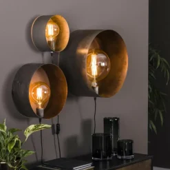 hofstein Appliques|Applique murale Charger Argent Oxydé, 3 lumières