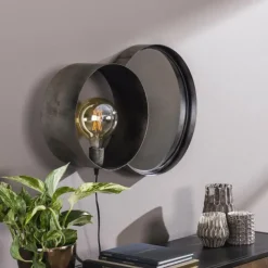 hofstein Appliques|Applique murale Charger Argent Oxydé, 1 lumière