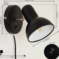 hofstein Appliques|Applique murale Ambousi Chrome, Noir, 1 lumière