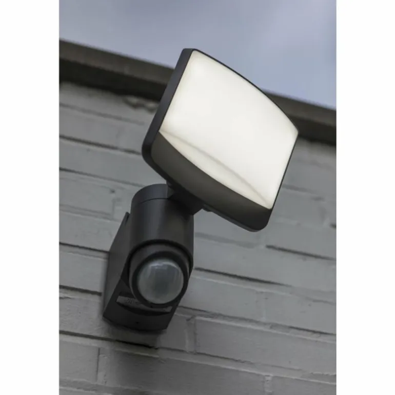 Applique murale d'extérieur Lutec Sunshine LED Anthracite, 1 lumière, Détecteur de mouvement