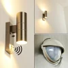 Applique murale d'extérieur Brachy Acier inoxydable, 2 lumières, Détecteur de mouvement
