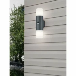 Applique murale d'extérieur Trio HOOSIC Anthracite, 2 lumières, Détecteur de mouvement