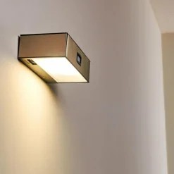 Applique murale d'extérieur Attu LED Nickel mat, 1 lumière, Détecteur de mouvement