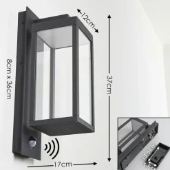 Applique murale d'extérieur Faroer LED Anthracite, 1 lumière, Détecteur de mouvement
