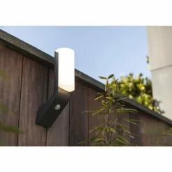 Applique murale d'extérieur Lutec BATI LED Anthracite, 1 lumière, Détecteur de mouvement