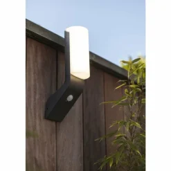 Applique murale d'extérieur Lutec BATI LED Anthracite, 1 lumière, Détecteur de mouvement