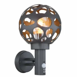 Applique murale d'extérieur Globo HILARIO Anthracite, 1 lumière, Détecteur de mouvement