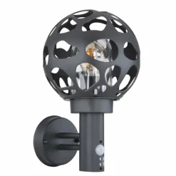 Applique murale d'extérieur Globo HILARIO Anthracite, 1 lumière, Détecteur de mouvement
