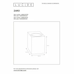 Applique murale d'extérieur Lucide ZARO Noir, 1 lumière