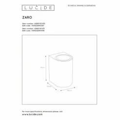 Applique murale d'extérieur Lucide ZARO Noir, 1 lumière
