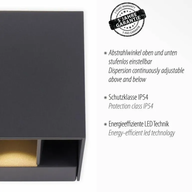 Applique murale d'extérieur Paul-Neuhaus BLOCK LED Anthracite, 2 lumières