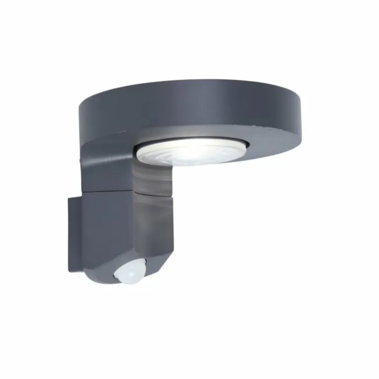 Applique murale d'extérieur Lutec DISO LED Anthracite, 1 lumière, Détecteur de mouvement