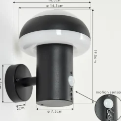 Applique murale d'extérieur Vinara LED Noir, 1 lumière, Détecteur de mouvement
