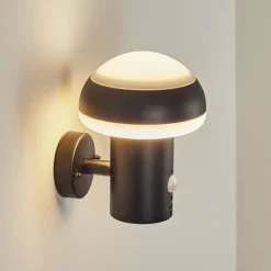 Applique murale d'extérieur Vinara LED Noir, 1 lumière, Détecteur de mouvement