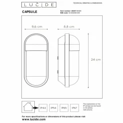 Applique murale d'extérieur Lucide CAPSULE Blanc, 1 lumière