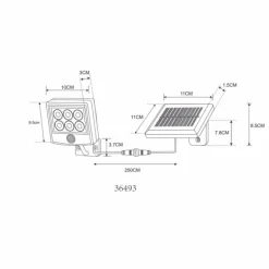 Applique murale d'extérieur Globo SOLAR LED Noir, Argenté, 6 lumières, Détecteur de mouvement