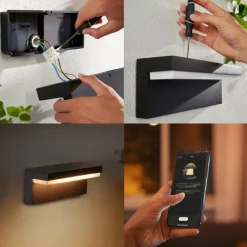 Applique murale d'extérieur Philips Hue Nyro LED Noir, 1 lumière, Changeur de couleurs