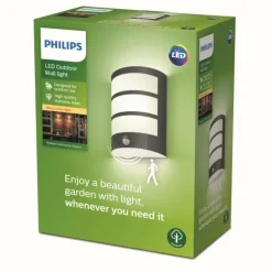 Applique murale d'extérieur Philips Python LED Anthracite, 1 lumière, Détecteur de mouvement