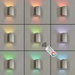 Applique murale d'extérieur Bafueiras LED Nickel mat, Blanc, 1 lumière, Télécommandes, Changeur de couleurs