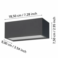 Applique murale d'extérieur Eglo SPONGANO LED Noir, 2 lumières