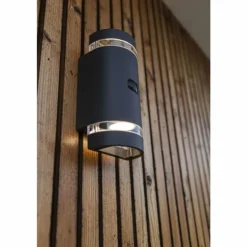 Applique murale d'extérieur Lutec Focus Anthracite, 2 lumières, Détecteur de mouvement
