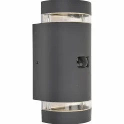 Applique murale d'extérieur Lutec Focus Anthracite, 2 lumières, Détecteur de mouvement