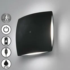 FHL easy Éclairage Led|Applique murale d'extérieur Magnetics LED Noir, 4 lumières, Détecteur de mouvement