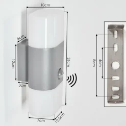 Applique murale d'extérieur Belerda LED Gris, 2 lumières, Détecteur de mouvement