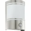Applique murale Eglo CERNO Acier inoxydable, 1 lumière, Détecteur de mouvement