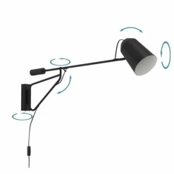 Luminaires Eglo Appliques|Applique murale Eglo LORETO Noir, Blanc, 1 lumière