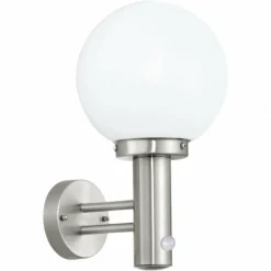 Applique murale Eglo NISIA Acier inoxydable, 1 lumière, Détecteur de mouvement