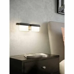 Luminaires Eglo Appliques|Applique murale Eglo-Leuchten ERVIDEL LED Noir, 2 lumières