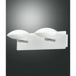 Luminaires Fabas Luce Éclairage Led|Applique murale Fabas Luce Hale LED Chrome, Blanc, 2 lumières