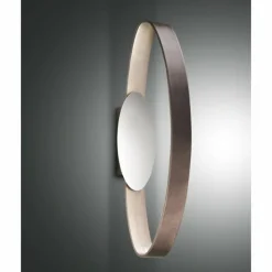 Luminaires Fabas Luce Éclairage Led|Applique murale Fabas Luce Gaby LED Brun, Chrome, 1 lumière