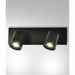 Luminaires Fabas Luce Spots Et Projecteurs|Applique murale Fabas Luce Modo Noir, 2 lumières
