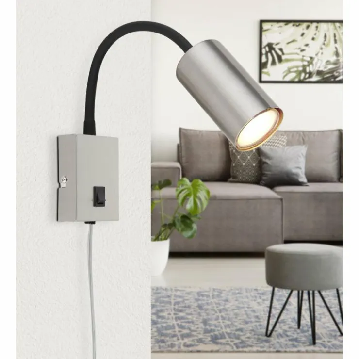 Luminaires Globo Lighting Spots Et Projecteurs|Applique murale Globo ROBBY Nickel mat, 1 lumière