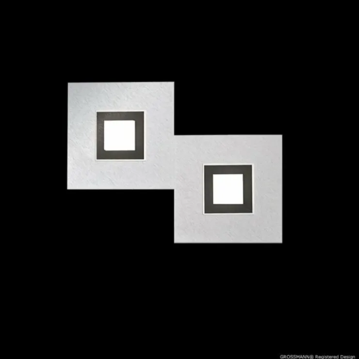 Luminaires Grossmann Appliques|Applique murale Grossmann KARREE LED Aluminium, Noir, 2 lumières