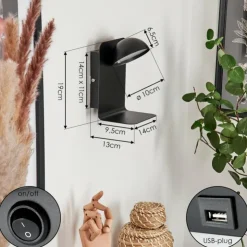 hofstein Éclairage Led|Applique murale Inkeroinen LED Noir, 1 lumière