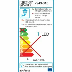 Applique murale Konstsmide Monza LED Aluminium, 1 lumière