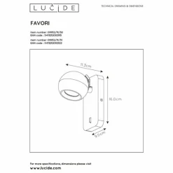 Luminaires Lucide Appliques|Applique murale Lucide FAVORI Blanc, 1 lumière