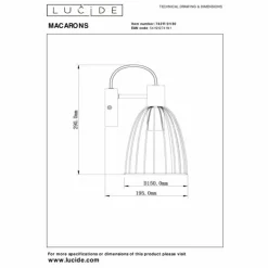 Luminaires Lucide Appliques|Applique murale Lucide MACARONS Noir, 1 lumière