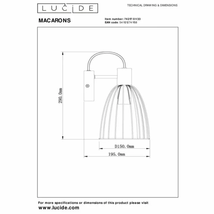 Luminaires Lucide Appliques|Applique murale Lucide MACARONS Vert, 1 lumière