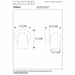 Luminaires Lucide Spots Et Projecteurs|Applique murale Lucide PUNCH Noir, 1 lumière